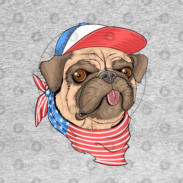 Pug dog USA flag by Mako Design 